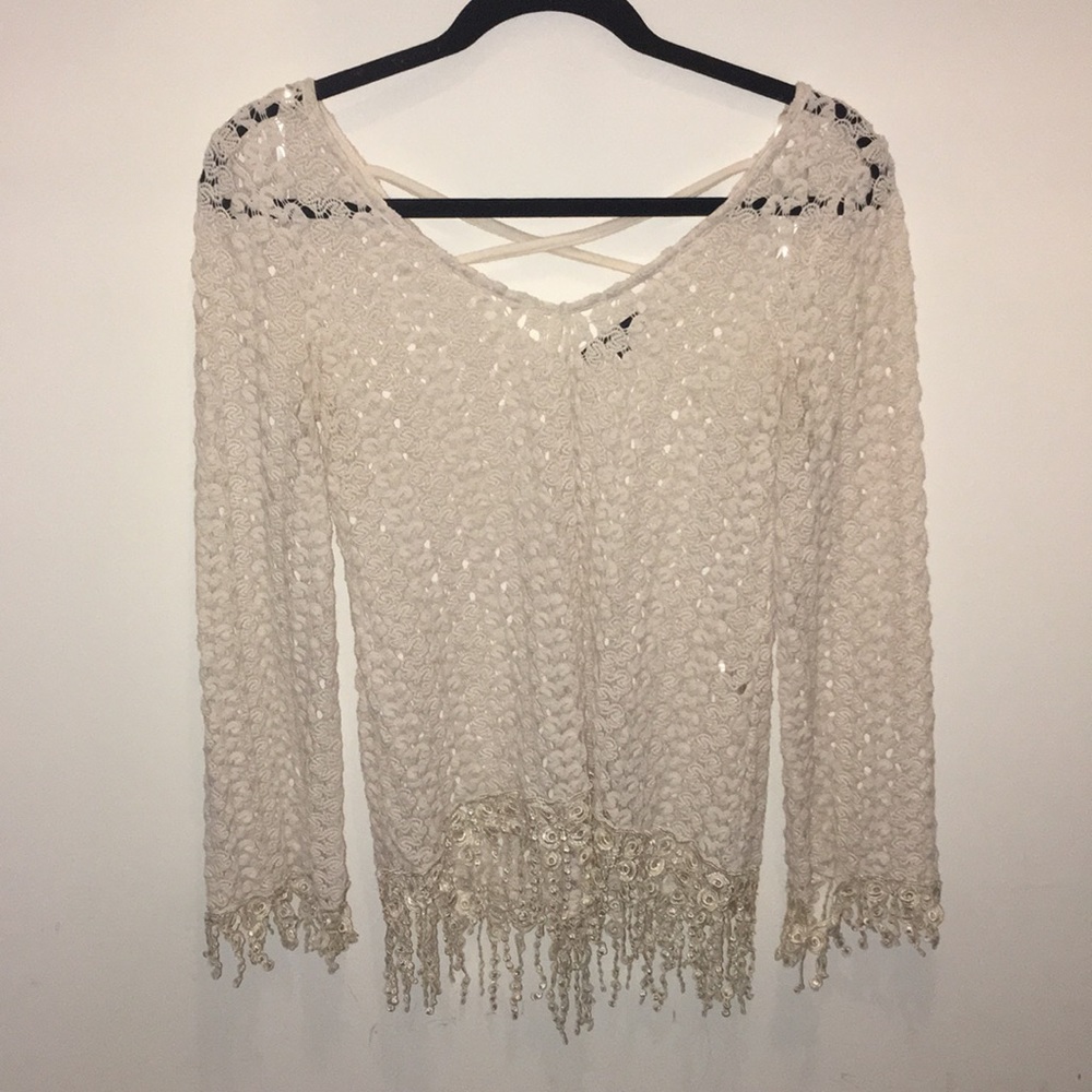 Monteau fringe hobo sweater